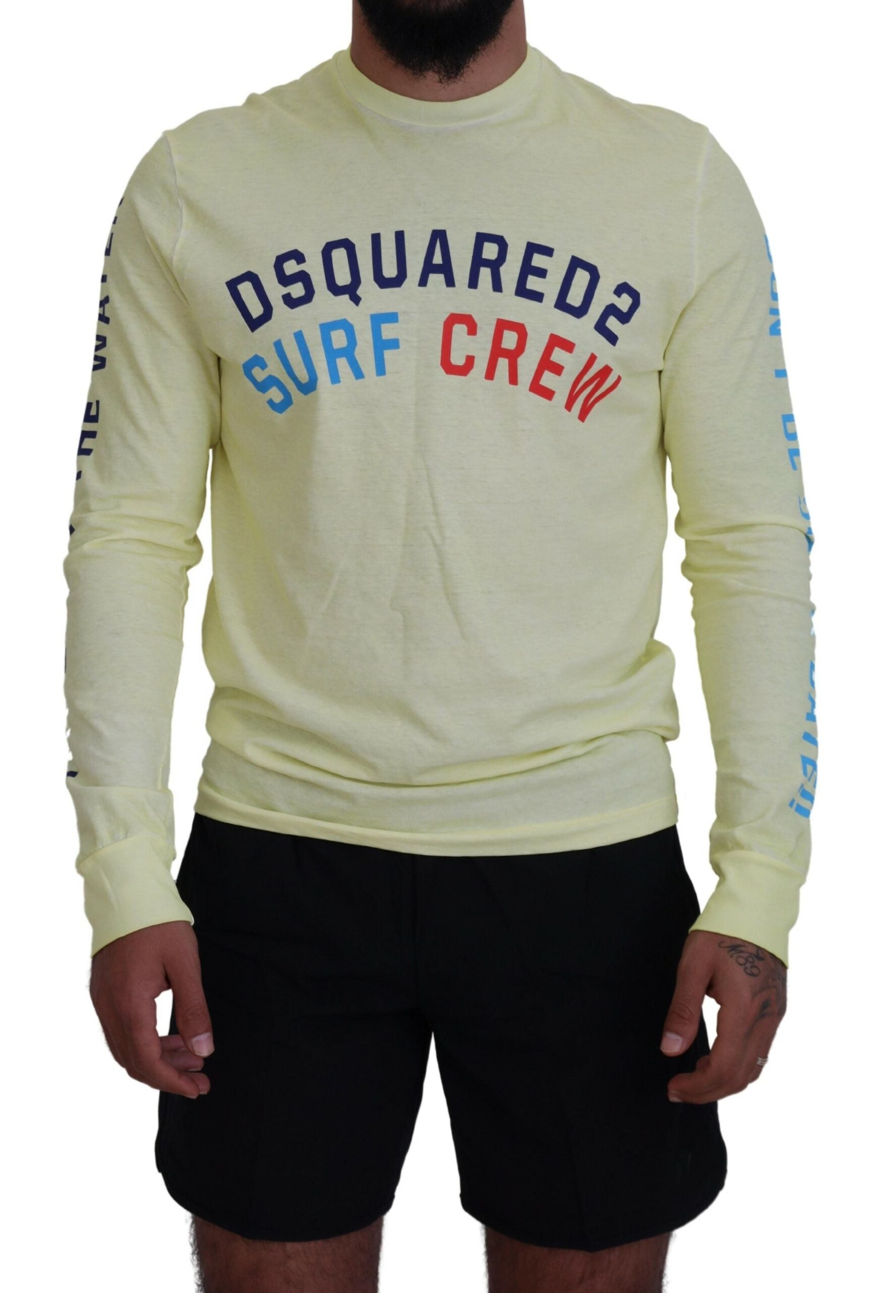 Dsquared² Sarı renkli baskılı uzun kollu üst tişört